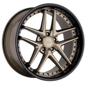 18x8.5 5x112 TSW Wheels Premio Matte Bronze With Gloss Black Lip 32 offset 66.56 hub