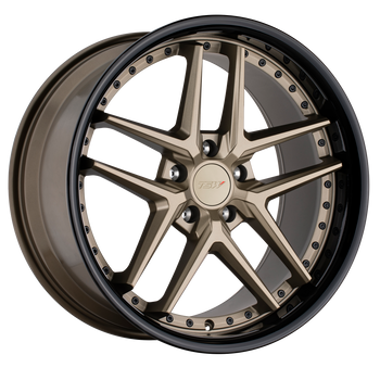 18x8.5 5x120 TSW Wheels Premio Matte Bronze With Gloss Black Lip 30 offset 76.1 hub