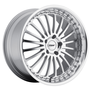 18x8 5x120 TSW Wheels Silverstone Silver With Mirror Cut Face And Lip 35 offset 76.1 hub