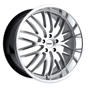 18x9.5 5x112 TSW Wheels Snetterton Hyper Silver With Mirror Cut Lip 35 offset 72.1 hub