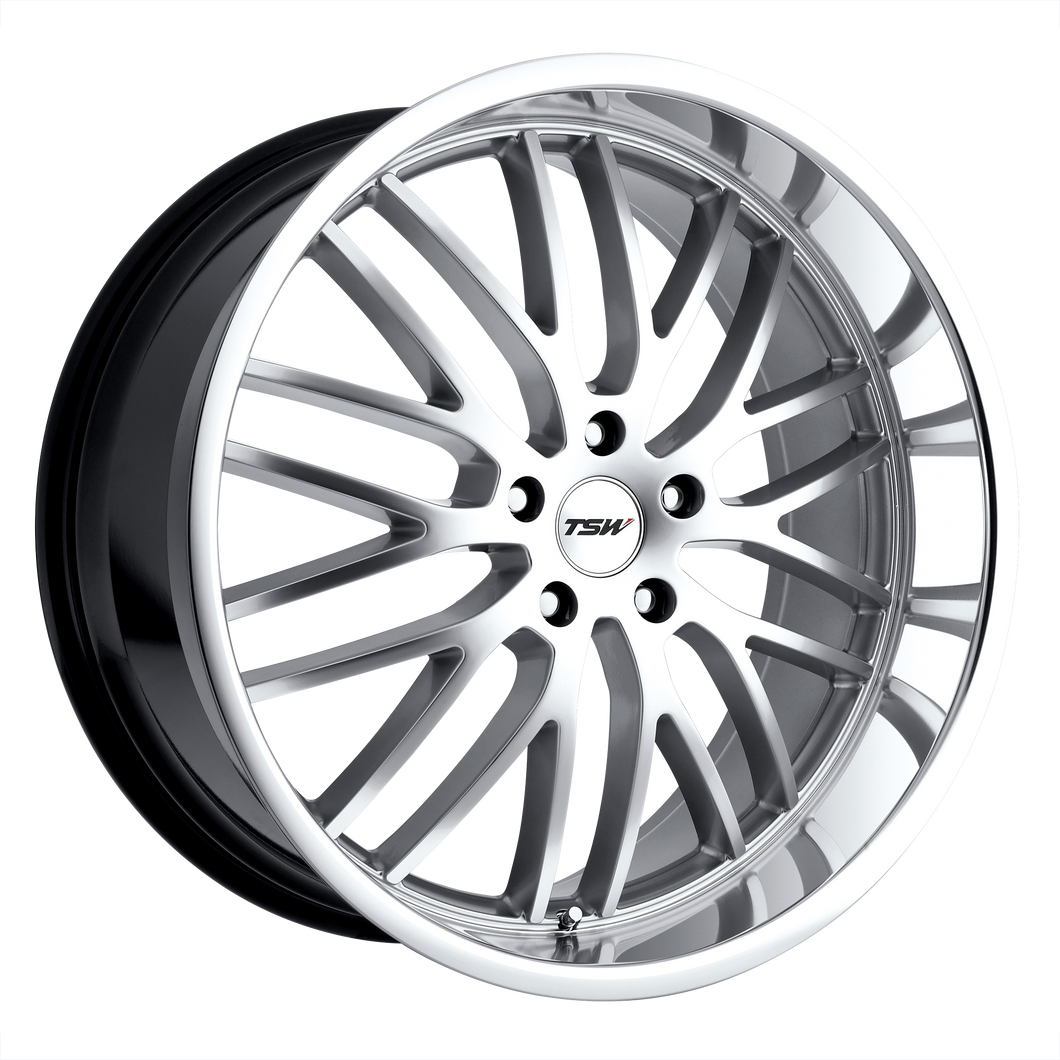 18x9.5 5x112 TSW Wheels Snetterton Hyper Silver With Mirror Cut Lip 35 offset 72.1 hub