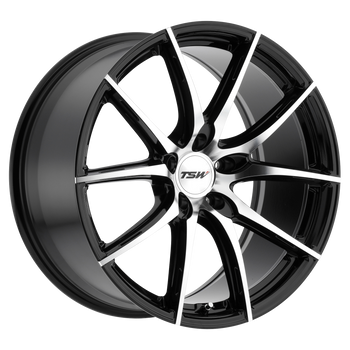 17x8 5x114.3 TSW Wheels Sprint Gloss Black With Mirror Cut Face 40 offset 76.1 hub