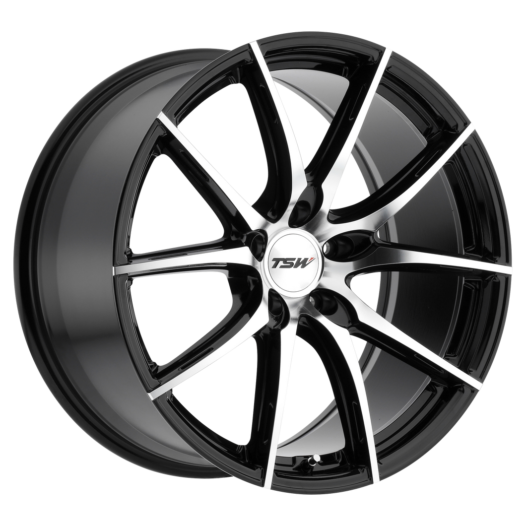 18x8.5 5x120 TSW Wheels Sprint Gloss Black With Mirror Cut Face 30 offset 76.1 hub