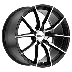 18x9.5 5x120 TSW Wheels Sprint Gloss Black With Mirror Cut Face 35 offset 76.1 hub