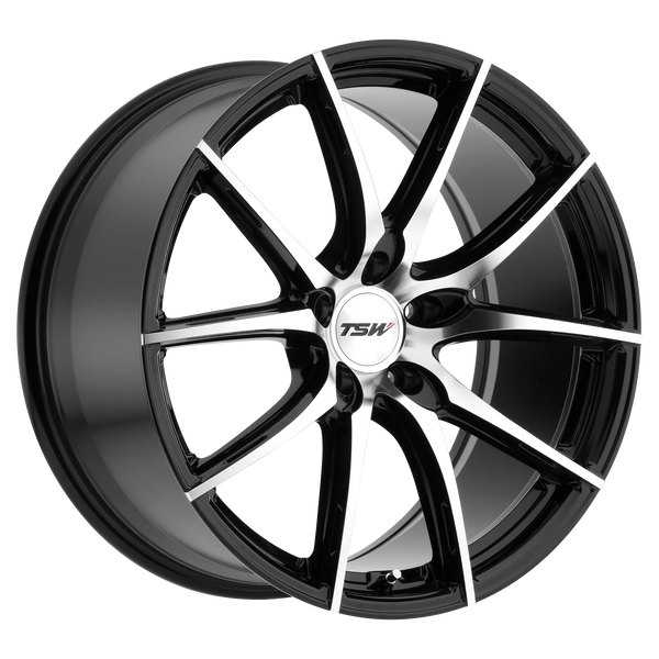 18x8.5 5x120 TSW Wheels Sprint Gloss Black With Mirror Cut Face 40 offset 76.1 hub