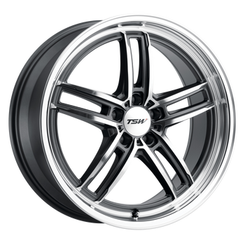 18x9.5 5x112 TSW Wheels Suzuka Gloss Gunmetal With Mirror Cut Face And Lip 35 offset 72.1 hub