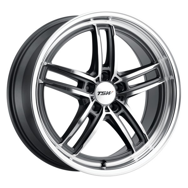 18x9.5 5x120 TSW Wheels Suzuka Gloss Gunmetal With Mirror Cut Face And Lip 20 offset 76.1 hub