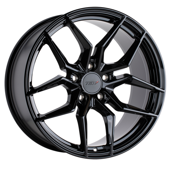 18x9.5 5x114.3 TSW Wheels Silvano Gloss Black 40 offset 76.1 hub