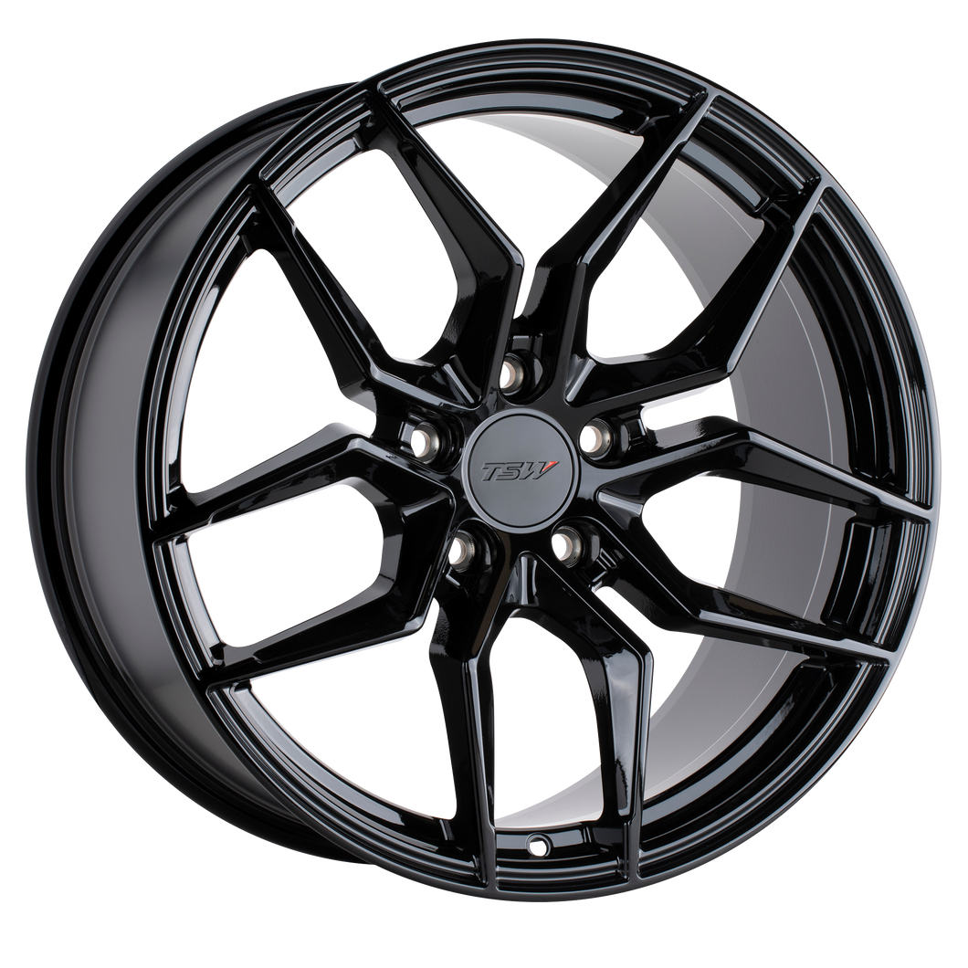 18x8.5 5x120 TSW Wheels Silvano Gloss Black 35 offset 76.1 hub