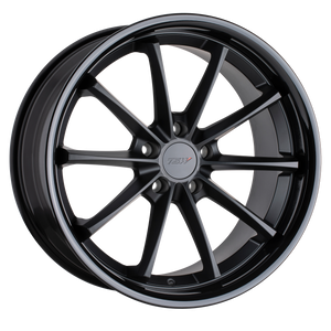 18x9.5 5x120 TSW Wheels Sweep Matte Black With Gloss Black Lip 40 offset 76.1 hub