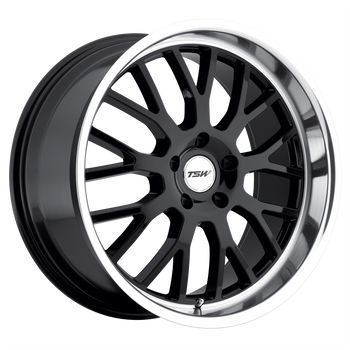 18x9.5 5x114.3 TSW Wheels Tremblant Gloss Black With Mirror Cut Lip 40 offset 76.1 hub