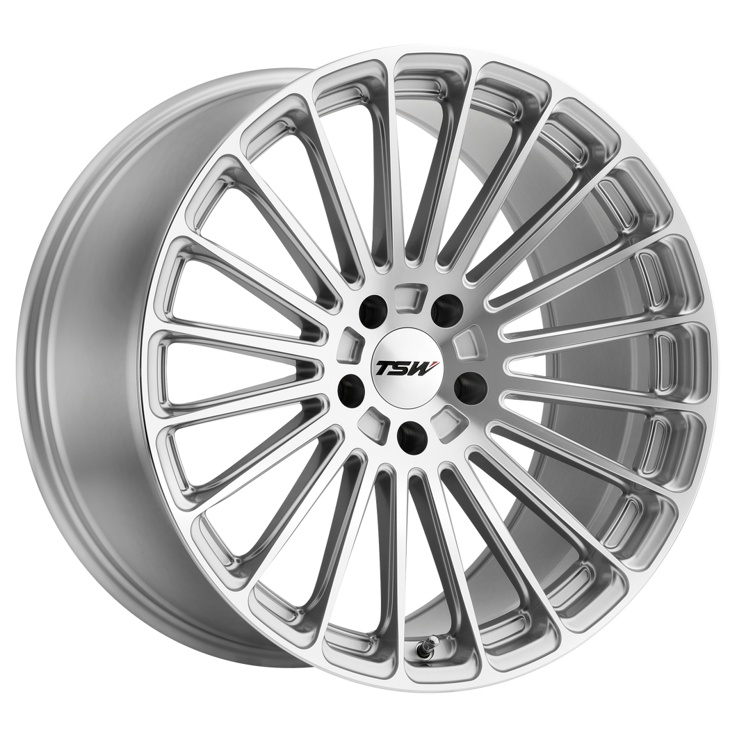 18x9.5 5x114.3 TSW Wheels Turbina Titanium Silver With Mirror Cut Face 39 offset 76.1 hub