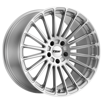 18x8.5 5x114.3 TSW Wheels Turbina Titanium Silver With Mirror Cut Face 15 offset 76.1 hub