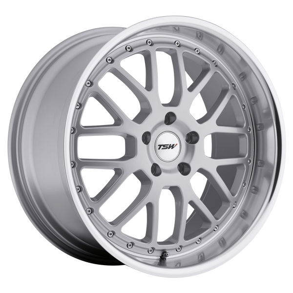 18x9.5 5x114.3 TSW Wheels Valencia Silver With Mirror Cut Lip 20 offset 76.1 hub