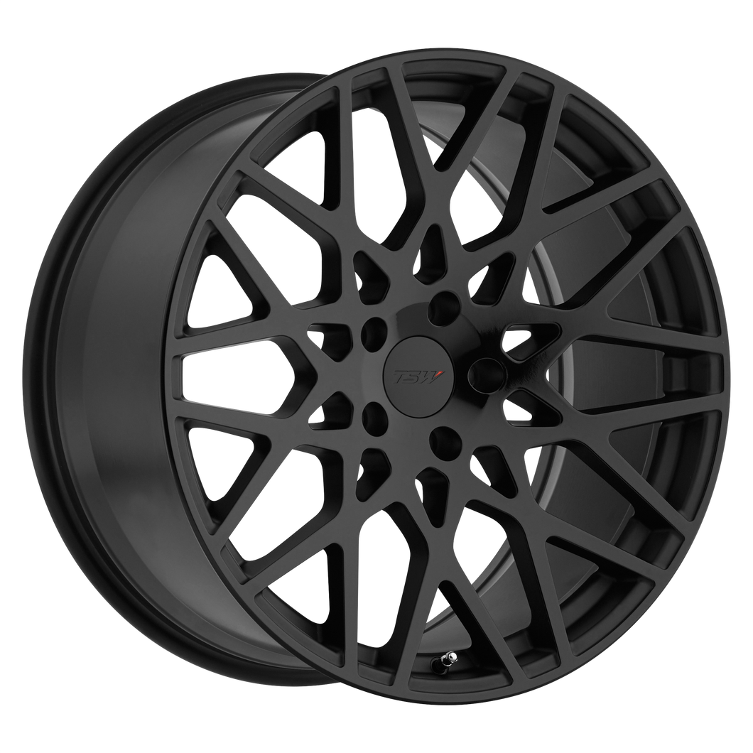 18x8.5 5x112 TSW Wheels Vale Double Black - Matte Black With Gloss Black Face 32 offset 72.1 hub
