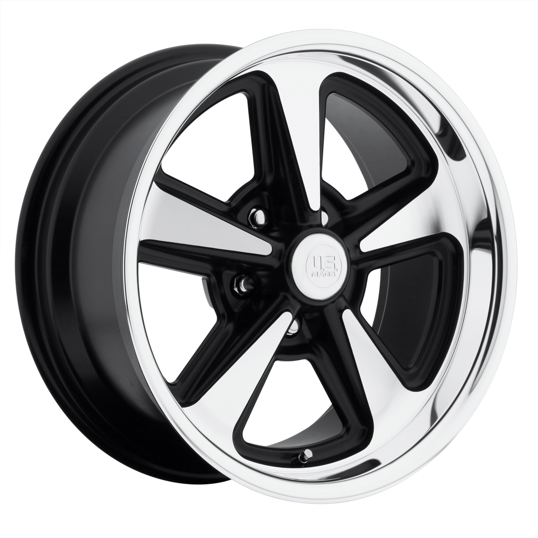 18x8 5x120.65 US Mag Wheels U109 Bandit Matte Black Machined 1 offset 72.56 hub