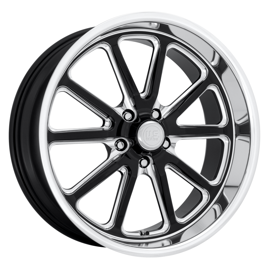 20x9.5 5x120.65 US Mag Wheels U117 Rambler Gloss Black Milled 1 offset 72.56 hub