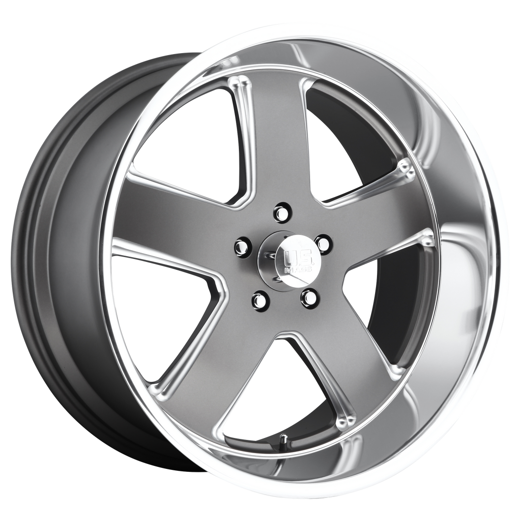 20x8 5x120.65 US Mag Wheels U118 Hustler Matte Gun Metal 1 offset 72.56 hub