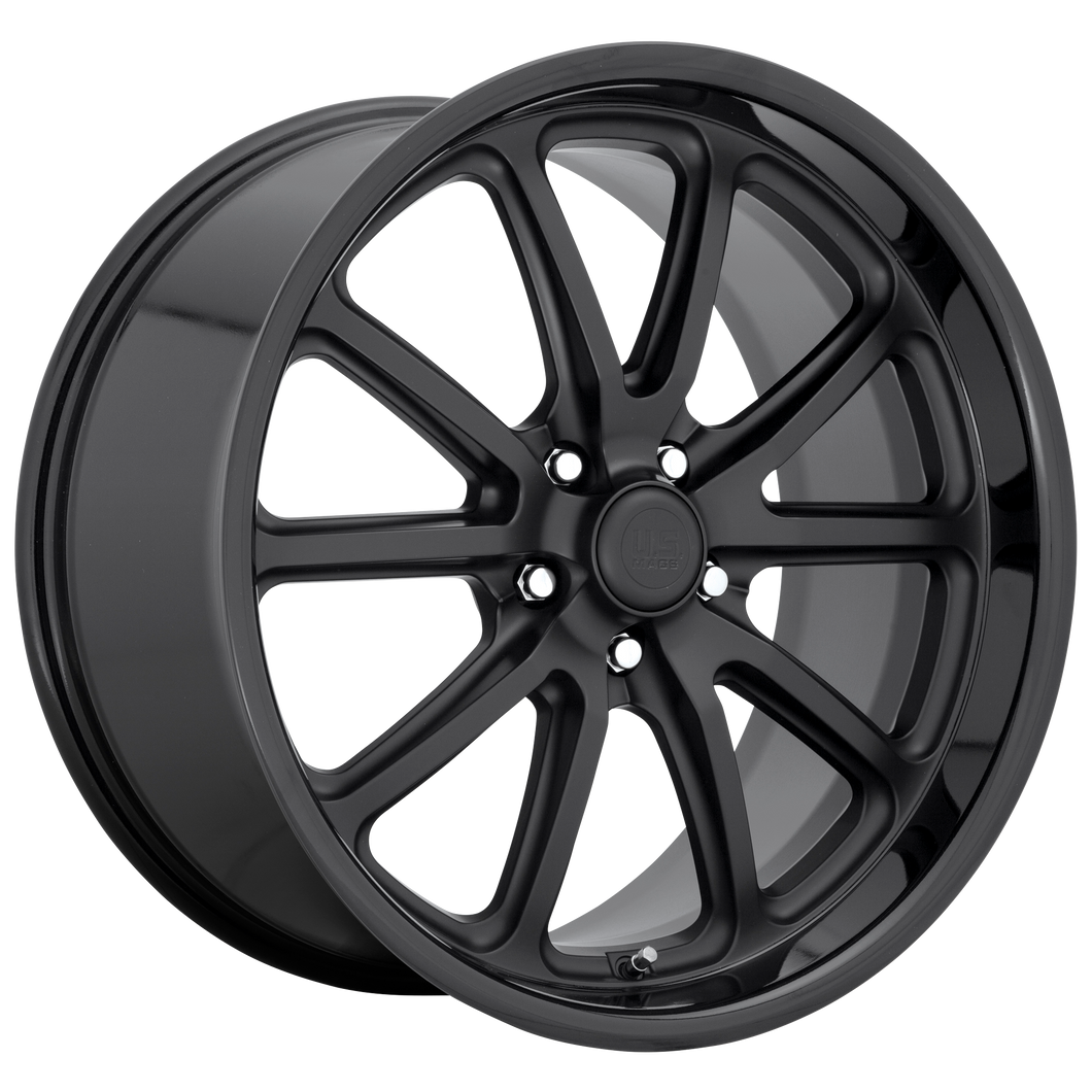 20x10 5x114.3 US Mag Wheels U123 Rambler Gloss Black Matte Black 40 offset 72.56 hub