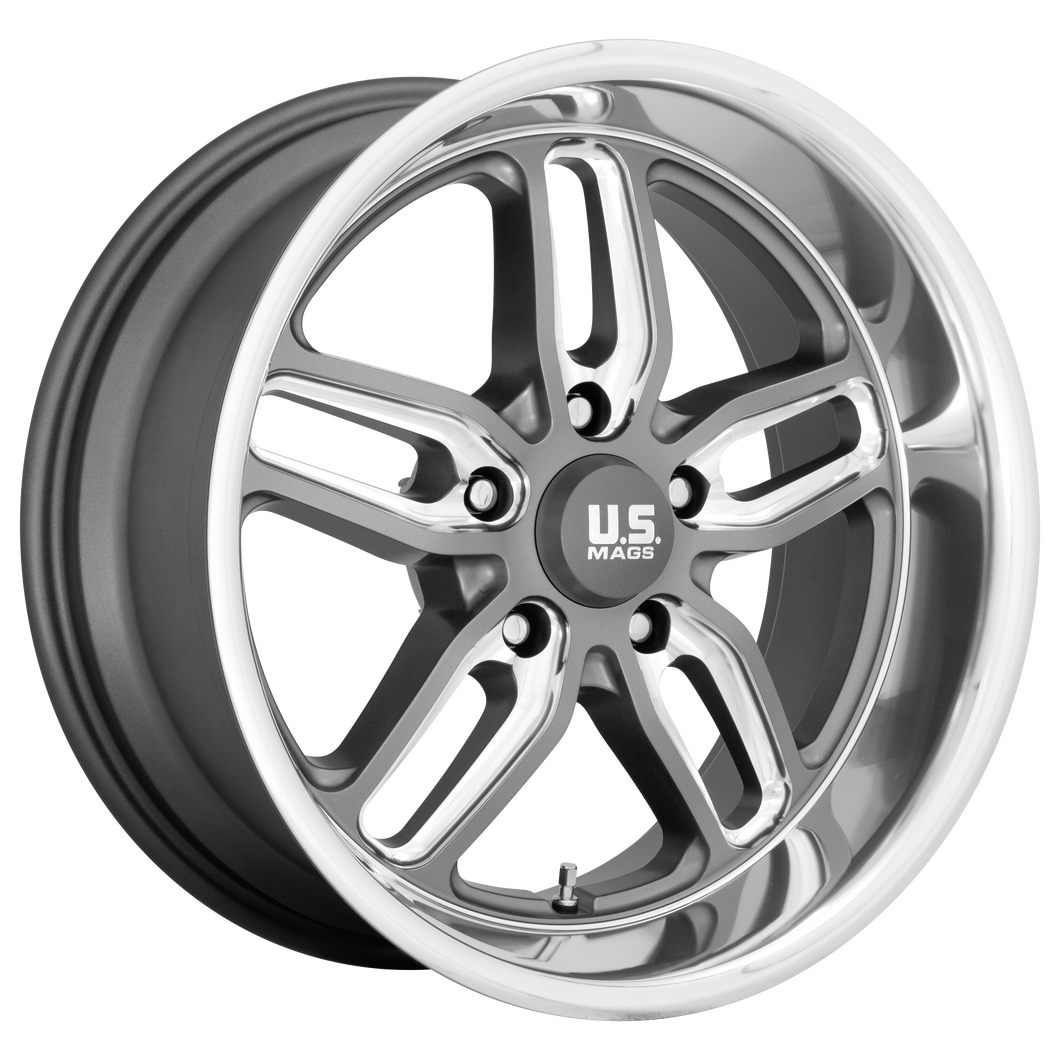 20x10 5x120.65 US Mag Wheels U129 Cten Matte Gun Metal Milled 1 offset 72.56 hub