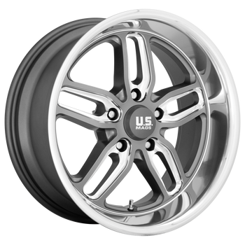 18x9.5 5x120.65 US Mag Wheels U129 Cten Matte Gun Metal Milled 1 offset 72.56 hub