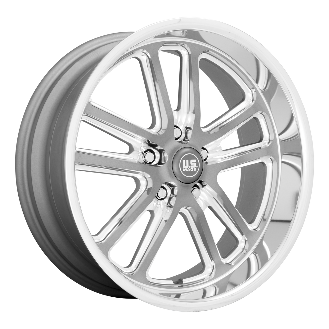 20x9.5 5x120.65 US Mag Wheels U130 Bullet Textured Gun Metal With Milled Edges 1 offset 72.7 hub