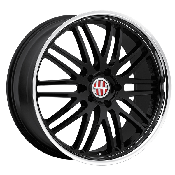 18x9.5 5x130 Victor Equipment Wheels Lemans Gloss Black With Mirror Cut Lip 49 offset 71.5 hub