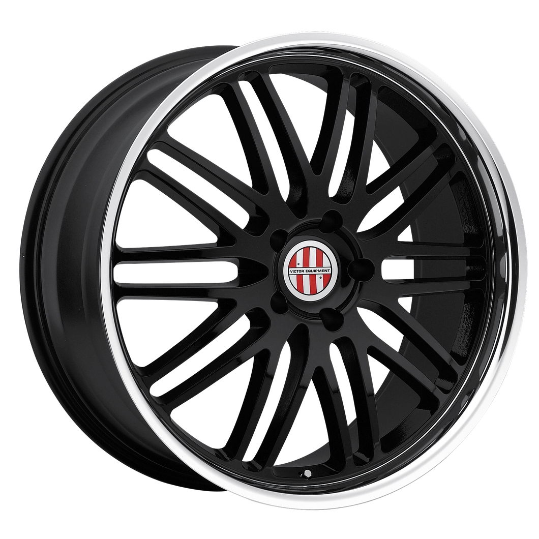 19x11 5x130 Victor Equipment Wheels Lemans Gloss Black With Mirror Cut Lip 52 offset 71.5 hub