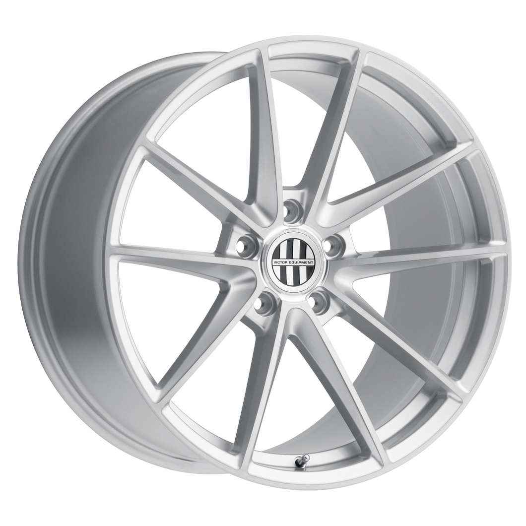 19x8.5 5x130 Victor Equipment Wheels Zuffen Silver With Brushed Face 45 offset 71.5 hub