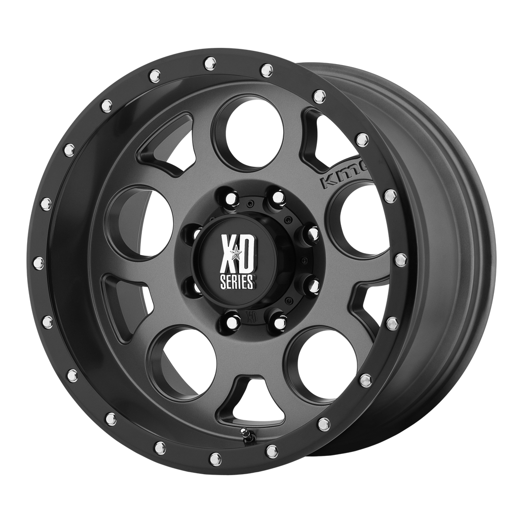 20x9 8x165.1 XD Series Offroad Wheels XD126 Enduro Pro Matte Gray W Black Reinforcing Ring 18 offset 125.5 hub