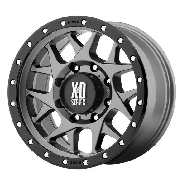 20x9 8x180 XD Series Offroad Wheels XD127 Bully Matte Gray Black Ring 0 offset 124.2 hub