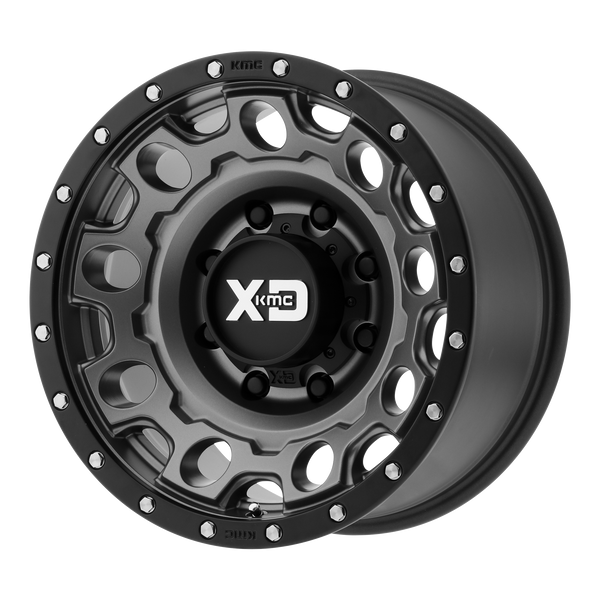 17x9 8x165.1 XD Series Offroad Wheels XD129 Holeshot Matte Gray W Black Reinforcing Ring -12 offset 125.5 hub