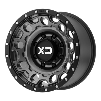 17x9 8x165.1 XD Series Offroad Wheels XD129 Holeshot Matte Gray W Black Reinforcing Ring -12 offset 125.5 hub