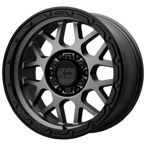 17x9 5x127 XD Series Offroad Wheels XD135 Grenade OR Matte Gray Matte Black Lip 18 offset 71.5 hub