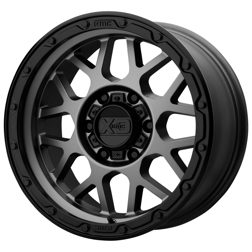 17x9 5x127 XD Series Offroad Wheels XD135 Grenade OR Matte Gray Matte Black Lip 18 offset 71.5 hub