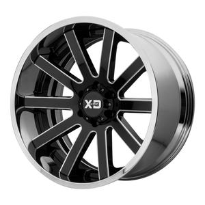 22x10 6x139.7 XD Series Offroad Wheels XD200 Heist Gloss Black Milled Center Chrome Lip -18 offset 106.25 hub