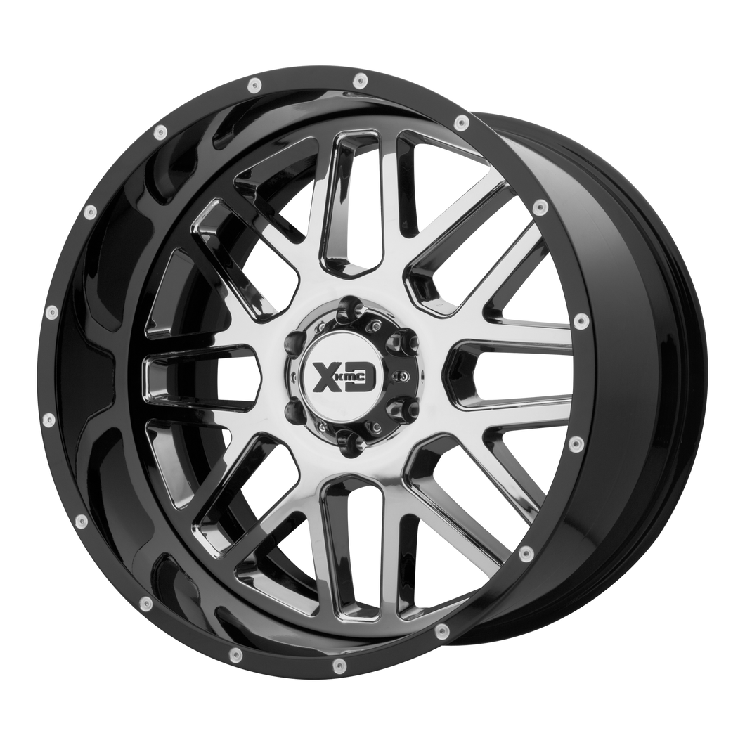 22x10 5x139.7 XD Series Offroad Wheels XD201 Grenade Chrome Center Gloss Black Milled Lip -18 offset 78 hub