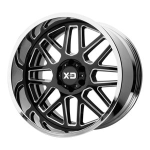 22x10 6x139.7 XD Series Offroad Wheels XD201 Grenade Gloss Black Milled Center Chrome Lip -18 offset 106.25 hub