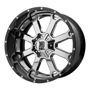 22x10 5x139.7 XD Series Offroad Wheels XD202 Buck 25 Chrome Center Gloss Black Milled Lip -18 offset 78 hub