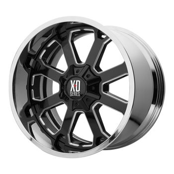 20x10 6x135/6x139.7 XD Series Offroad Wheels XD202 Buck 25 Gloss Black Milled Center Chrome Lip -18 offset 106.25 hub