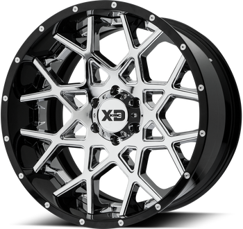 22x12 5x139.7 XD Series Offroad Wheels XD203 Chopstix Chrome Center Gloss Black Milled Lip -44 offset 78 hub