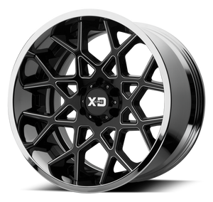 20x10 6x135 XD Series Offroad Wheels XD203 Chopstix Gloss Black Milled Center Chrome Lip -18 offset 87.1 hub