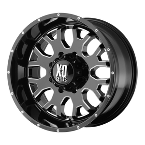 17x9 5x127 XD Series Offroad Wheels XD808 Menace Gloss Black With Milled Accents 0 offset 78.3 hub