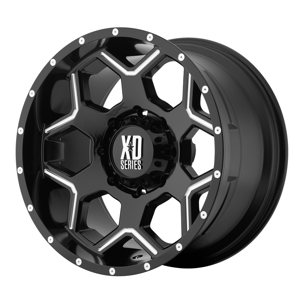 18x9 5x127 XD Series Offroad Wheels XD812 Crux Gloss Black Milled 18 offset 78.3 hub