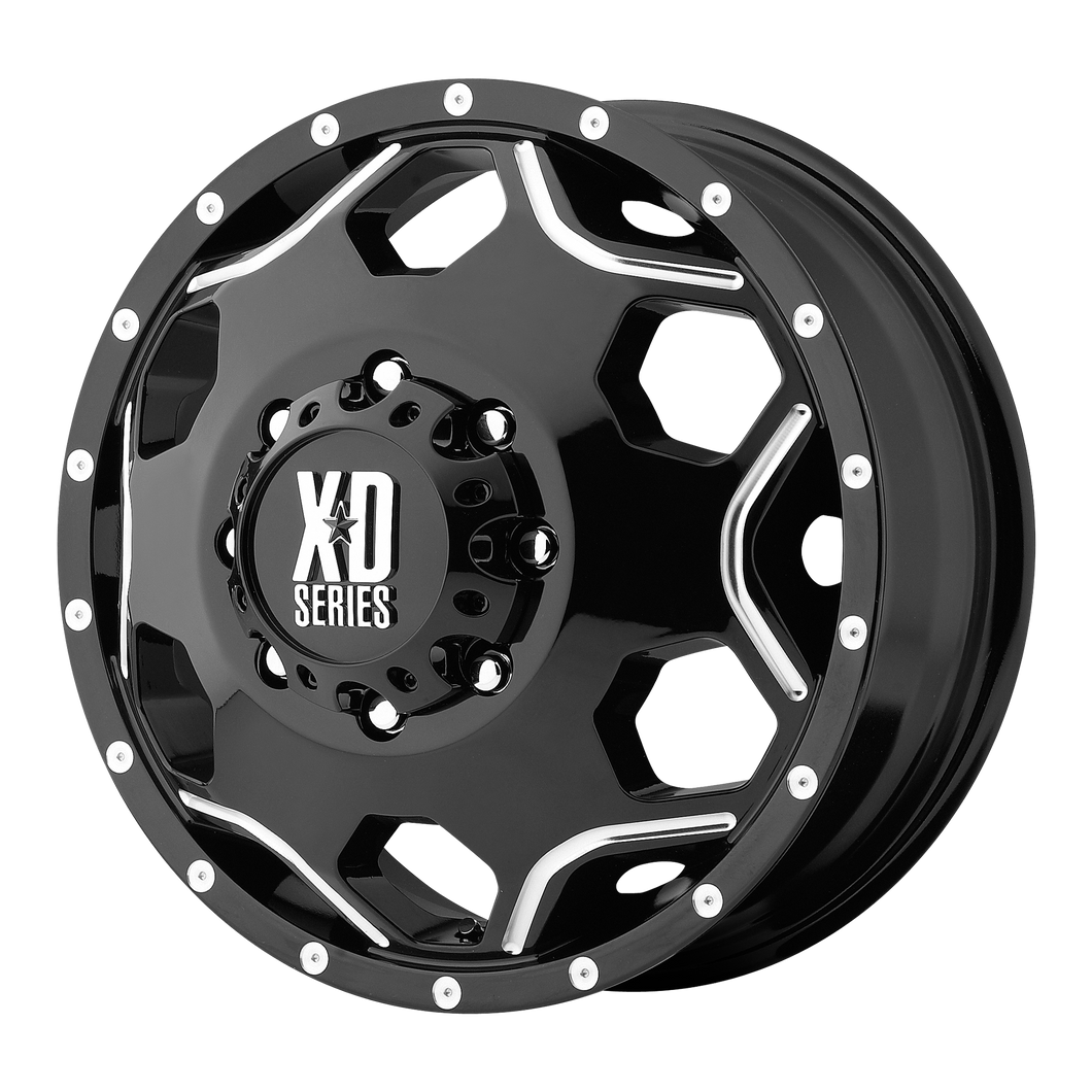 17x6 8x165.1 XD Series Offroad Wheels XD814 Crux Gloss Black With Milled Accents -134 offset 125.5 hub