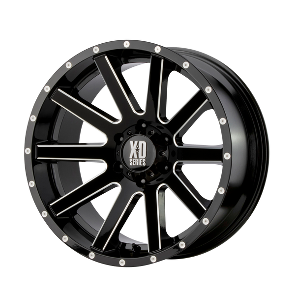 20x10 5x139.7 XD Series Offroad Wheels XD818 Heist Gloss Black Milled -24 offset 78 hub