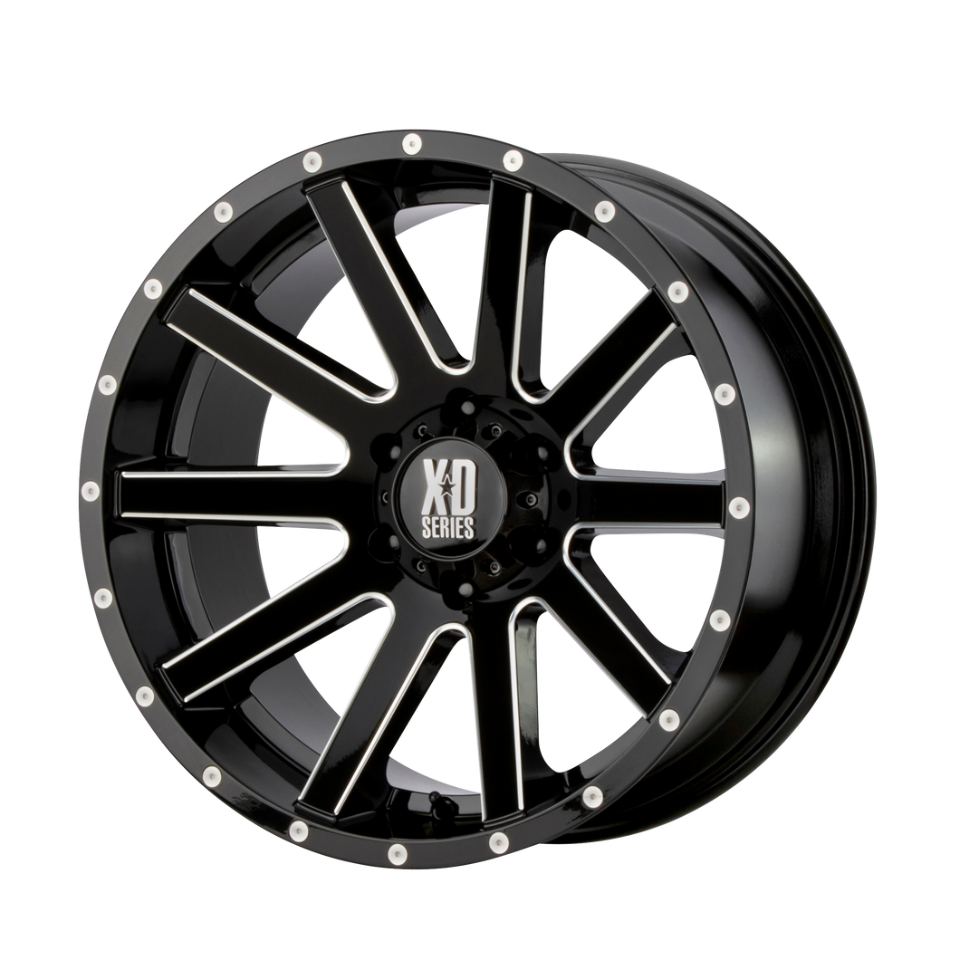 20x10 5x139.7 XD Series Offroad Wheels XD818 Heist Gloss Black Milled -24 offset 78 hub