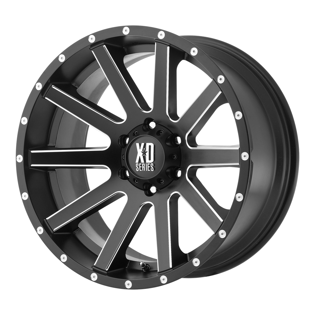 17x8 5x120 XD Series Offroad Wheels XD818 Heist Satin Black Milled 35 offset 74.1 hub