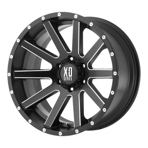 17x9 6x114.3 XD Series Offroad Wheels XD818 Heist Satin Black Milled 30 offset 72.6 hub