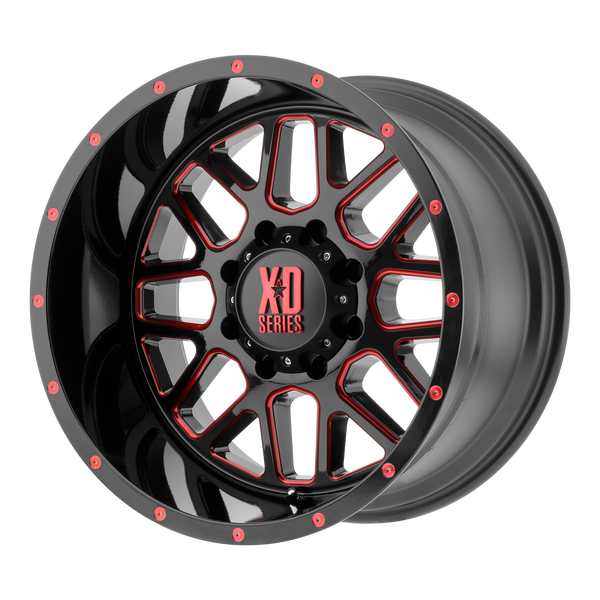 20x9 6x139.7 XD Series Offroad Wheels XD820 Grenade Satin  Black Milled With Red Clear Coat 0 offset 106.25 hub